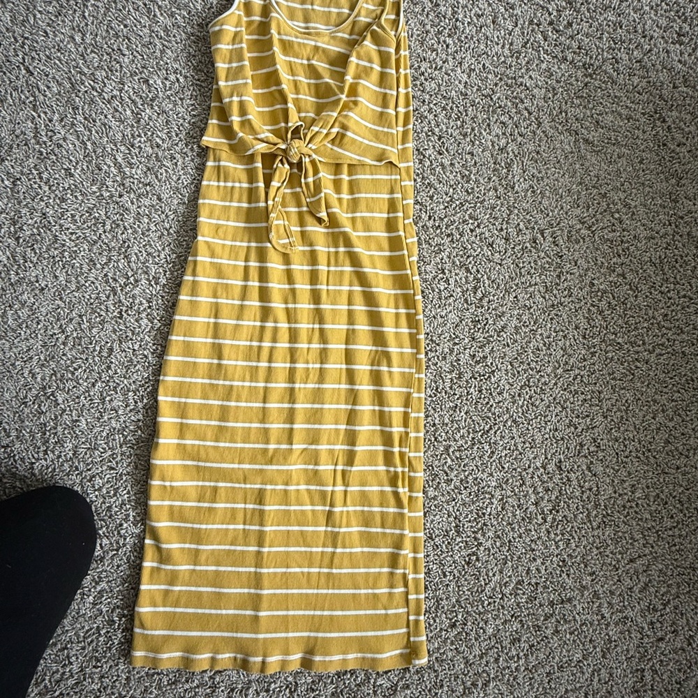 Yellow Striped Sleeveless Dress
